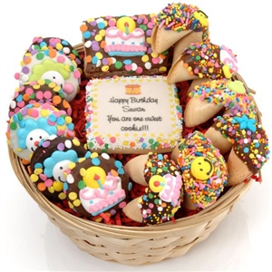 Personalized Cookie Gift Basket - This gift features popular gourmet goodies with your custom message.