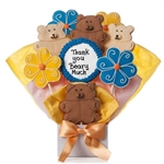 Flowers and Teddy Bears Cut Out Sugar Cookies Baked Fresh to Order Comes Displayed Like a Flower Bouquet