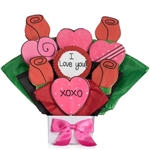Lovely Hearts Cookie Bouquet - Choose our 5, 7, 9 or 12 piece arrangement of Hear Cookies.
