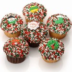Box of 6 Christmas Gourmet Cupcakes in your choice of flavors .