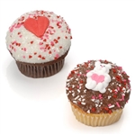6 Decadent cupcakes in your choice of flavors and icing with Valentine Decorations