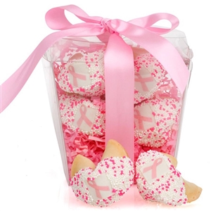 Pink Ribbon Fortune Cookies Gift Pail