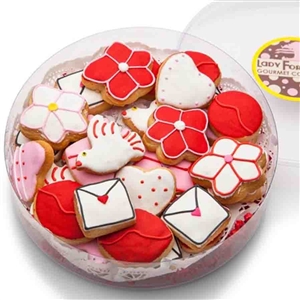 Lots of Love Mini Iced Shortbread Cookies in shapes of love letters, hearts, and more