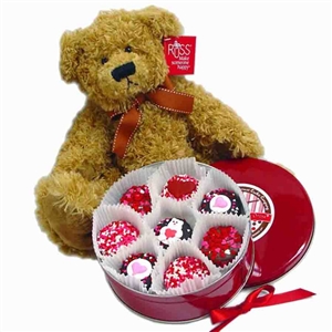 Valentine Oreos and Russ Teddy Bear - The perfect pair a Teddy Bear and Chocolate Covered Oreos