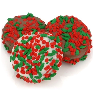 Holly Berry Chocolate Dipped Oreo Cookies in Bulk