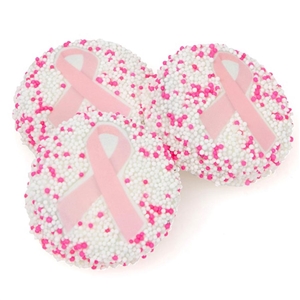 Chocolate Covered Oreos with Pink Breast Cancer Awareness Decorations