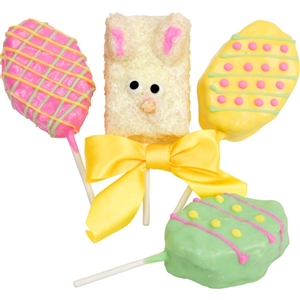Easter Chocolate Covered Rice Krispie Treat Pops