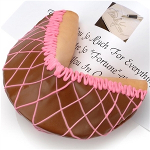 Giant Neapolitan Flavored Icing Fortune Cookie - A chocolate, strawberry and vanilla confection