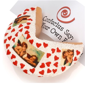 Angels and Hearts Giant Valentine Fortune Cookie - Your personalized message goes on a 1 foot long message inside the Fortune Cookie.
