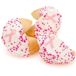Pink Ribbon Fortune Cookies Dipped in White Belgian Chocolate