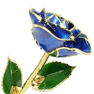 Sapphire Blue September Birthstone 24K Gold Trimmed Rose