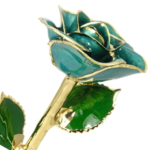 December Birthstone Blue Zirconia Rose Preserved Forever and Trimmed in 24K Gold