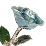 Light Blue Rose Preserved Forever and Trimmed in Platinum