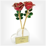 Two 8" stem real red roses preserved forever