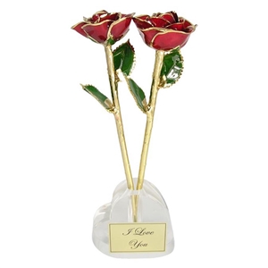 Crystal Heart Shaped Bud Vase Made for Two Everlasting Roses