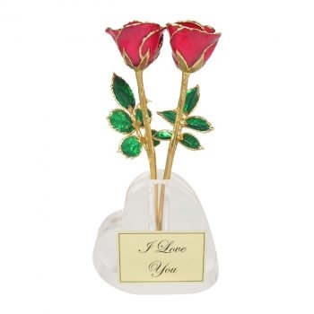 Acrylic Heart Shaped Bud Vase - Vases and Stands Gold Roses
