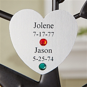 Personalized Family Tree Silver Heart Charm