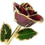 January Birthstone Garnet Rose Preserved Forever and Trimmed in 24K Gold