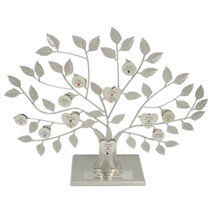 All Silver Personalized Family Tree Stand