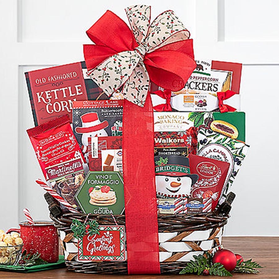 Christmas Gourmet Food Gift Basket Filled with Delightful Treats Best